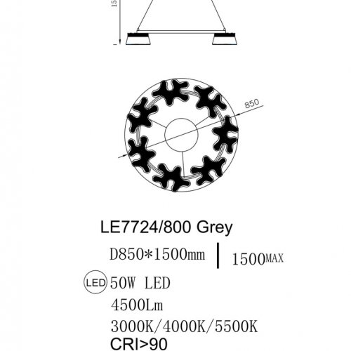 Подвесная люстра Recif LE7724/800 Grey