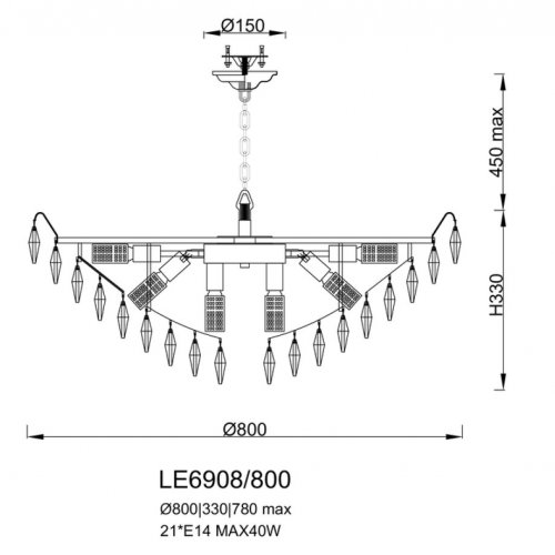 Подвесная люстра Florence LE6908/800 CH