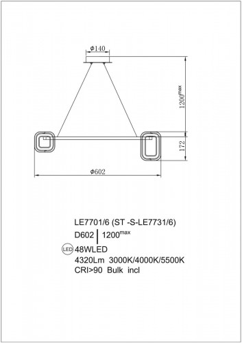 Подвесная люстра Theona LE7701/6 Grey/Gold