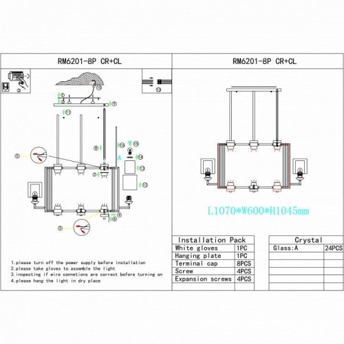 Потолочная люстра iLamp King RM6201-8P CR+CL