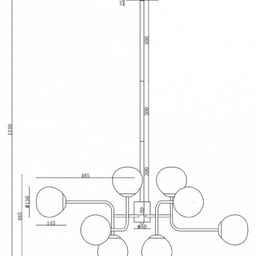 Люстра на штанге Maytoni Modern MOD221-PL-12-N