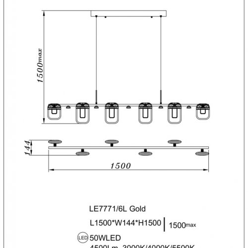 Подвесная люстра Natali LE7771/6L Gold