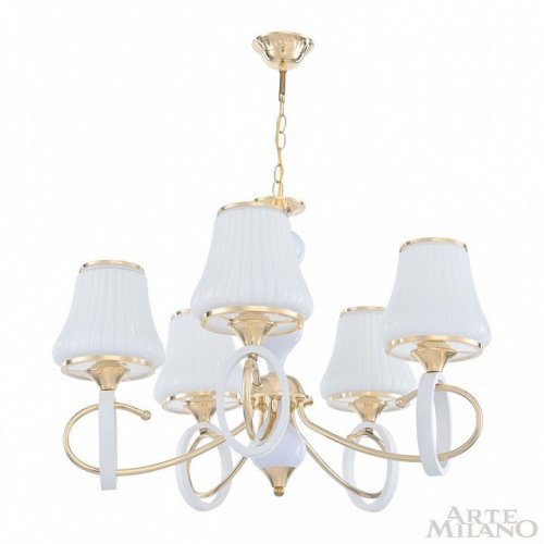 Подвесная люстра Arte Milano Florentia-2387 302387/5 Wh/Gd Подвесная люстра Arte Milano Florentia-2387 302387/5 Wh/Gd