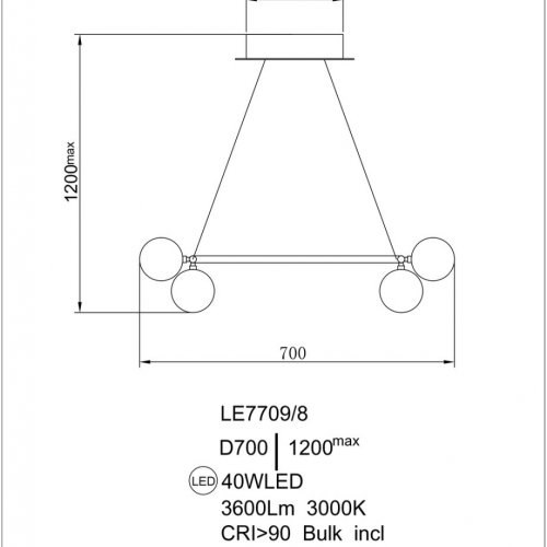 Подвесная люстра Lilith LE7709/8 Black Chrome/Gold
