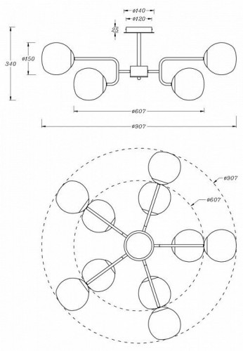 Потолочная люстра Maytoni Erich MOD221PL-10G