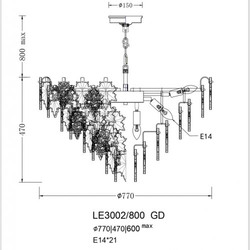 Подвесная люстра Erable LE3002/800 GD Подвесная люстра Erable LE3002/800 GD