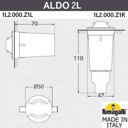 Встраиваемый светильник уличный Fumagalli Aldo 1L2.000.000.AXZ1L