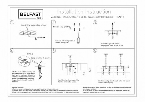 Подвесная люстра Belfast Erskine 22352-1000-12 GL CL Подвесная люстра Belfast Erskine 22352-1000-12 GL CL