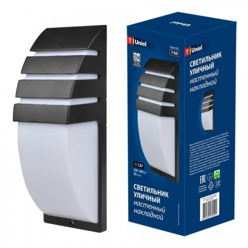 Уличный настенный светильник (UL-00006803) Uniel UUL-S41A 40W/E27 IP65 Black Уличный настенный светильник (UL-00006803) Uniel UUL-S41A 40W/E27 IP65 Black
