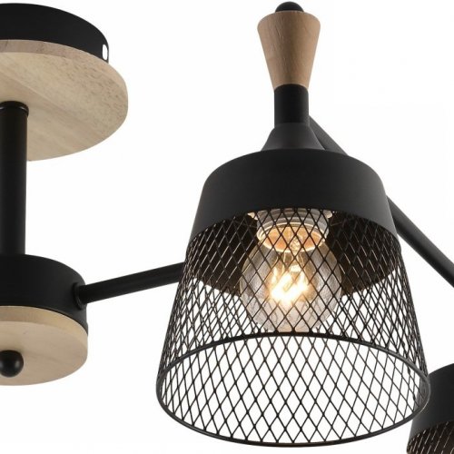 Потолочная люстра 01492-0.3-04 BK+WOOD Потолочная люстра 01492-0.3-04 BK+WOOD