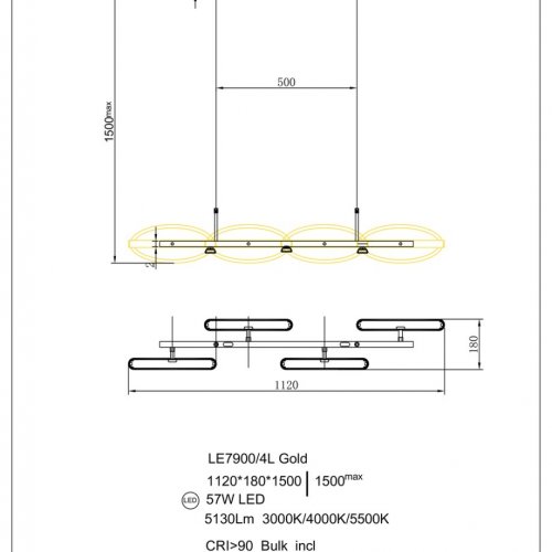 Подвесная люстра Irene LE7900/4L Gold