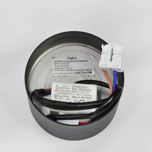 Потолочный светодиодный светильник Elvan NLS-2337-6W-WW-Bk