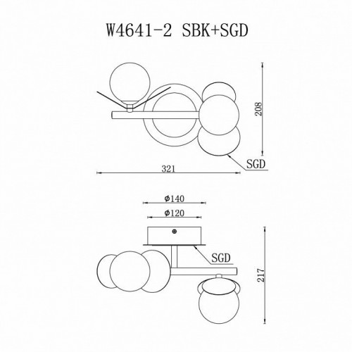 Настенный светильник iLedex Savage W4641-2 MBK+SGD