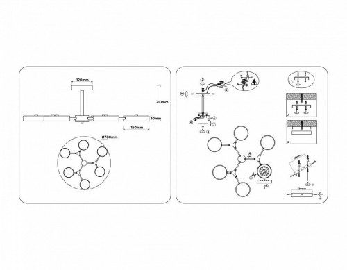 Люстра на штанге Ambrella light COMFORT FL516333 Люстра на штанге Ambrella light COMFORT FL516333
