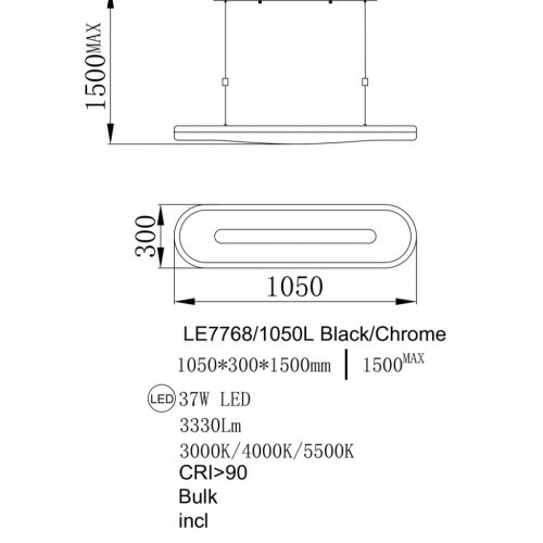 Подвесная люстра Celeste LE7768/1050L Black Chrome