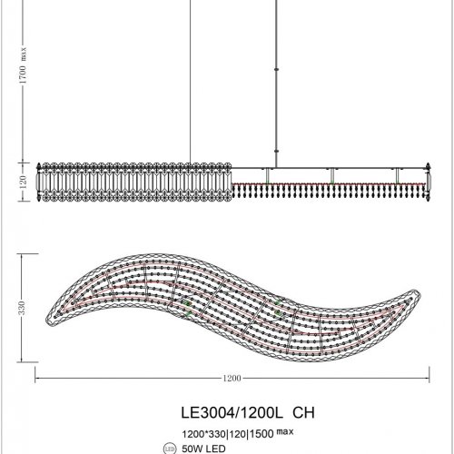 Подвесная люстра Justine LE3004/1200L CH Подвесная люстра Justine LE3004/1200L CH