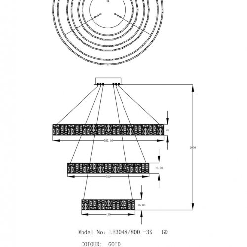 Подвесная люстра Afina LE3048/800-3K GD