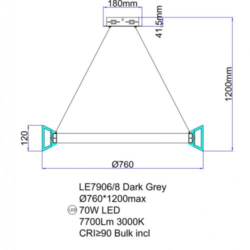 Подвесная люстра Tina LE7906/8 Dark Grey
