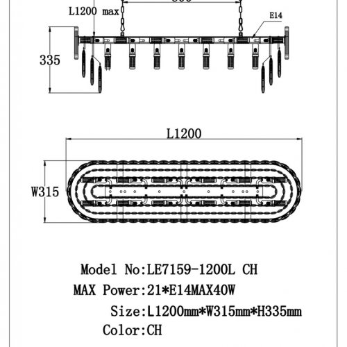 Подвесная люстра Noemi LE7159/1200L CH