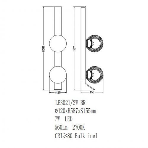 Бра Air LE3021/2W BR