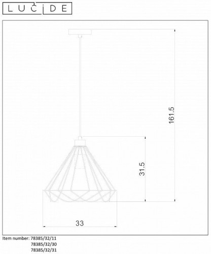 Подвесной светильник Lucide Kyara 78385/32/31 Подвесной светильник Lucide Kyara 78385/32/31