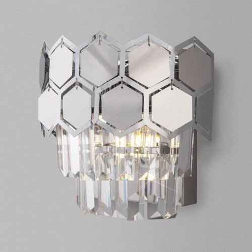 Настенный светильник Eurosvet Ariana 10124/2 хром/прозрачный хрусталь Strotskis (10113/2) Настенный светильник Eurosvet Ariana 10124/2 хром/прозрачный хрусталь Strotskis (10113/2)