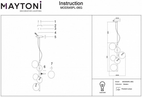 Подвесной светильник Maytoni Dallas MOD545PL-06G