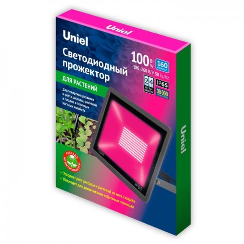 Прожектор уличный Uniel ULF-P42-100W/SPBR IP65 180-260V BLACK картон