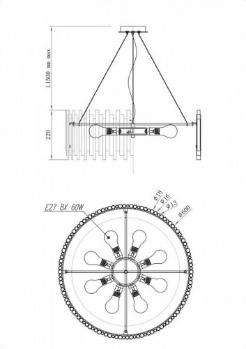 Подвесная люстра Maytoni Coliseo MOD135PL-08BS Подвесная люстра Maytoni Coliseo MOD135PL-08BS
