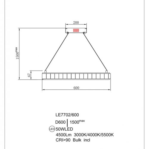 Подвесная люстра Christine LE7702/600 Black Chrome