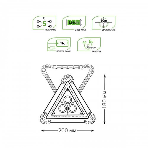 Автомобильный светодиодный фонарь Gauss аккумуляторный 180х200 800 лм GF802
