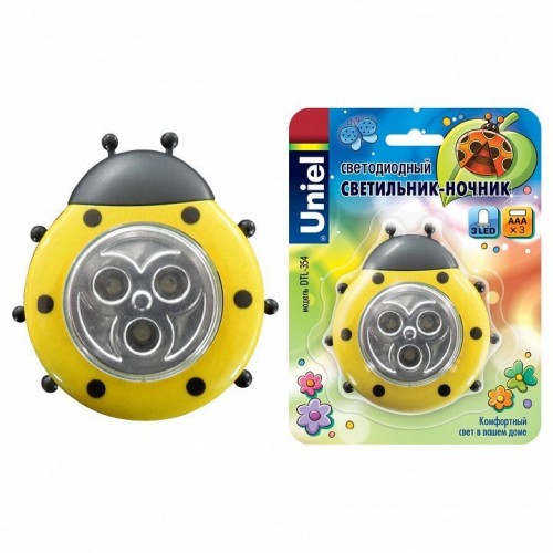 Настольная лампа (07718) Uniel DTL-354 Божья Коровка/Yellow/3LED/3AAA Настольная лампа (07718) Uniel DTL-354 Божья Коровка/Yellow/3LED/3AAA