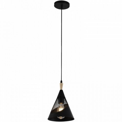 Подвесной светильник Reluce 03250-3.9-01 BK+WOOD Подвесной светильник Reluce 03250-3.9-01 BK+WOOD