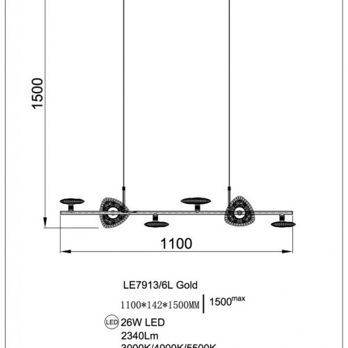 Подвесная люстра Iris LE7913/6L Gold