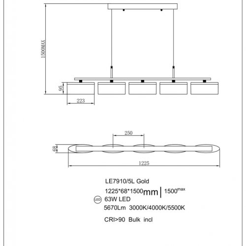 Подвесная люстра Indiana LE7910/5L Gold