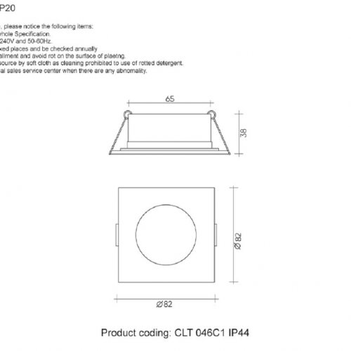 Встраиваемый светильник Crystal Lux CLT 046C1 WH IP44