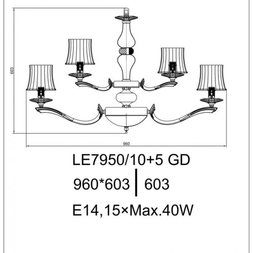 Подвесная люстра Giorgia LE7950/10+5 GD