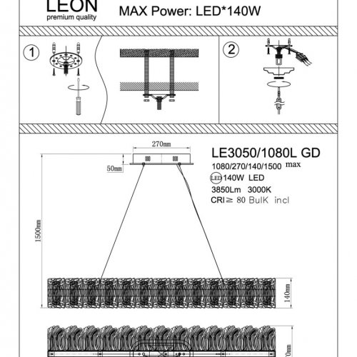 Подвесная люстра Moana LE3050/1080L GD