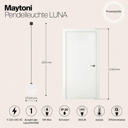 Подвесной светодиодный светильник Maytoni Technical Luna P039PL-5W4K-20-B