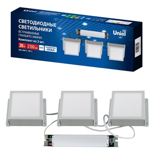 Точечный светильник Uniel Grilyato Opal ULP-1010-20W/4000K IP54 GRILYATO OPAL WHITE KIT03