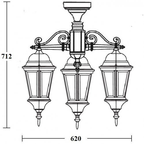 Потолочный светильник уличный Oasis Light ASTORIA 2 91470LA/3 cover Bl Потолочный светильник уличный Oasis Light ASTORIA 2 91470LA/3 cover Bl