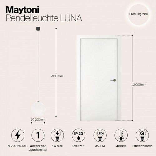 Подвесной светодиодный светильник Maytoni Technical Luna P039PL-5W4K-20-B