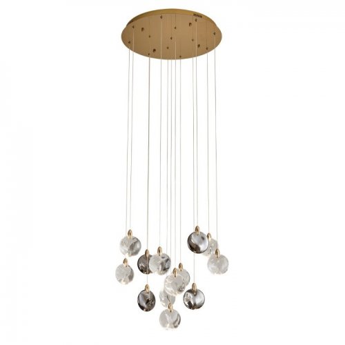 Подвесной светильник OD2440 OD2440-13 gold/clear+amber+grey Подвесной светильник OD2440 OD2440-13 gold/clear+amber+grey