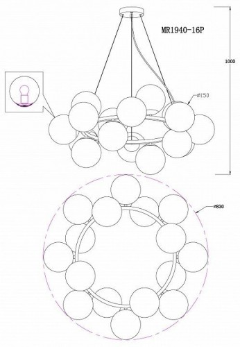 Подвесная люстра MyFar Aerton MR1940-16P Подвесная люстра MyFar Aerton MR1940-16P