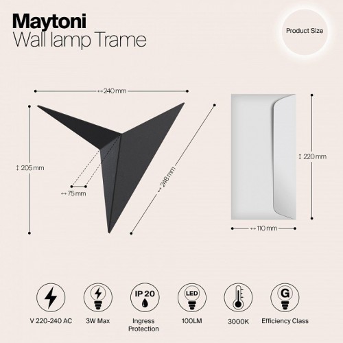 Настенный светодиодный светильник Maytoni Trame C808WL-L3B Настенный светодиодный светильник Maytoni Trame C808WL-L3B