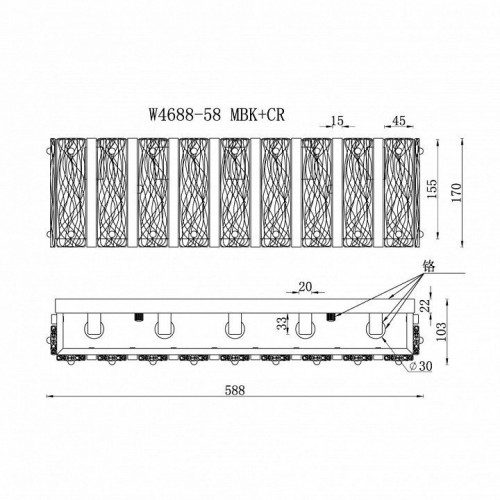 Настенный светильник iLamp Panorama W4688-58 MBK+CR Настенный светильник iLamp Panorama W4688-58 MBK+CR