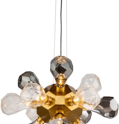 Подвесная люстра DeLight Collection KR1197 KR1197P-12 brass, smoky/clear