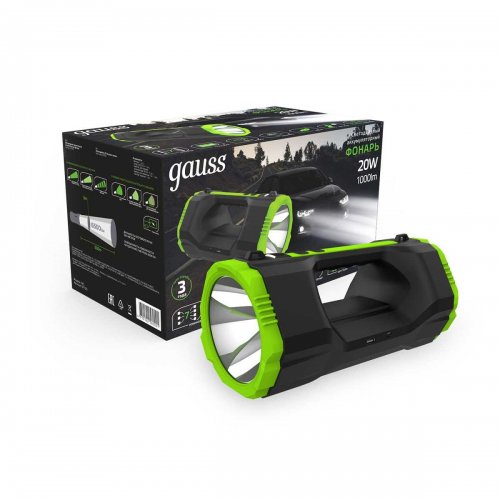 Прожекторный светодиодный фонарь Gauss аккумуляторный 288х151 1000 лм GF703 Прожекторный светодиодный фонарь Gauss аккумуляторный 288х151 1000 лм GF703