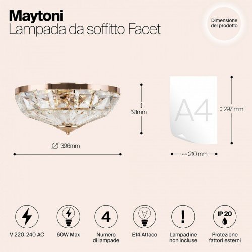Потолочная люстра Maytoni Facet MOD094CL-04G