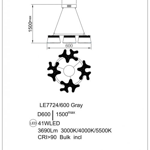Подвесная люстра Recif LE7724/600 Grey